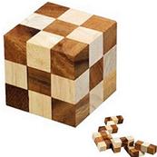 Wooden puzzle cube large elastic model