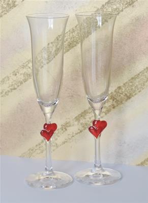 2 flutes décor coeur verre Stölzle Lausitz