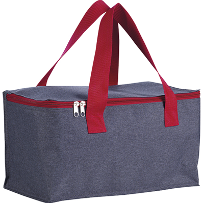 Sac isotherme rectangulaire gris et rouge tissu chiné