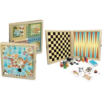 Coffret en Bois de 5 Jeux de Société