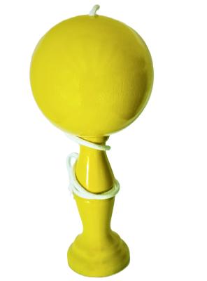 Bilboquet en Bois Laqué et Vernis Jaune