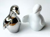 Salière & Poivrière Porcelaine Canard Blanc & Argent