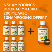 6 Shampooings Doux Au Miel Bio 200 Ml = 1 Shampooing Offert