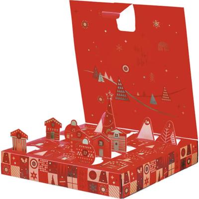 Coffret Vide Carton Carré Calendrier De l'Avent Mosaique Festive
