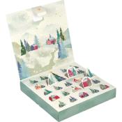Coffret Vide Carton Carré Calendrier De l'Avent Campagne Enneigée