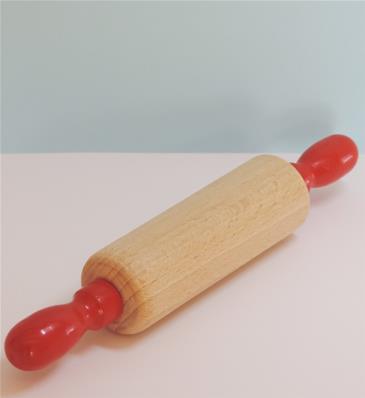 Rouleau bois 2 poignées rouge 20 cm