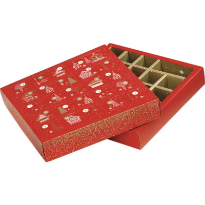 Petit Coffret Vide Carré Calendrier De l'Avent Rouge