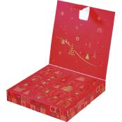 Coffret Vide Carton Carré Calendrier De l'Avent Mosaique Festive