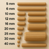 10 Tourillons Hêtre Longueur 1 Mètre Diamètre 14 Mm