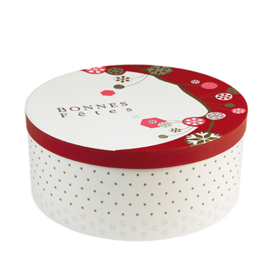 Coffret Carton Rond Décor Bonnes Fêtes